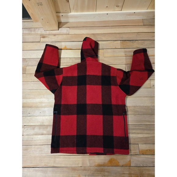 Johnson‎ Woolen Mills USA Buffalo Plaid Wool Hunting Jacket Hoodie Sz 44 Vintage - Picture 11 of 16